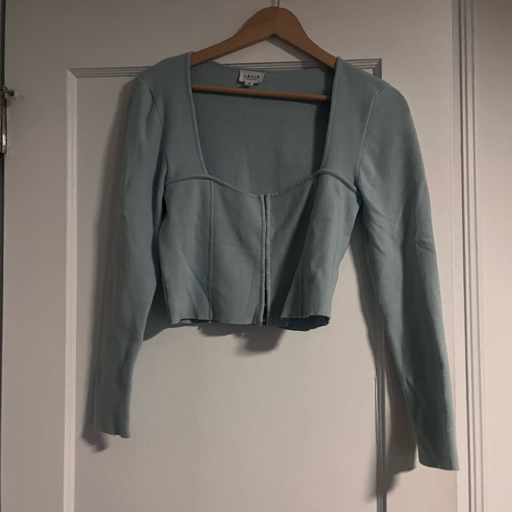 Le Lis Sky Blue Ribbed Top